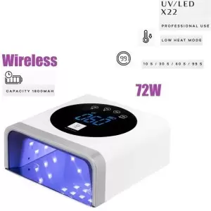 Беспроводная UV LED лампа X22 72Вт, с зеркальным дном