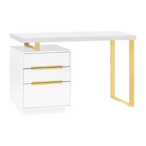 Kosmetinis stalas 3311G aukso spalvos baltas
