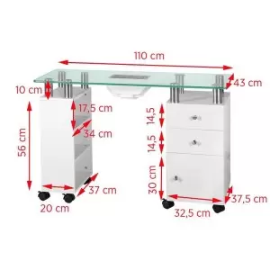 DESK GLASS WITH ABSORBER. 013B WHITE