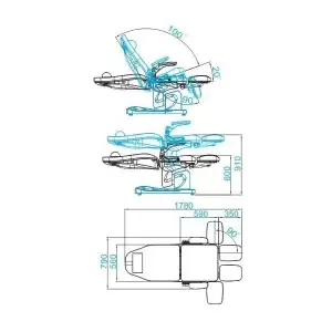 Современное косметическое кресло, 3 МОТОРА, AZZURRO 709A